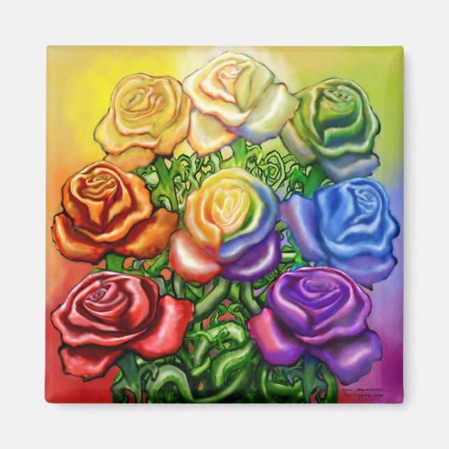 Rainbow of Roses Magnet (Front)