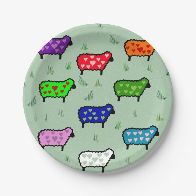 Rainbow Of Sheep Paper Plate (Front)