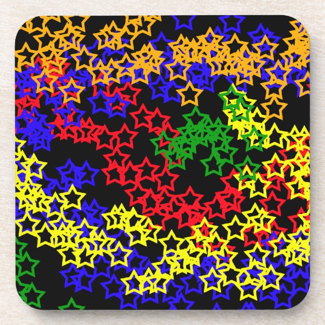 Rainbow of Stars on Clear Background Coaster (Front)