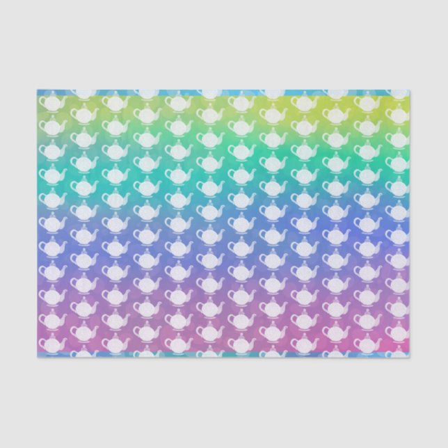 Rainbow of Teapots Tissue Paper (Front)