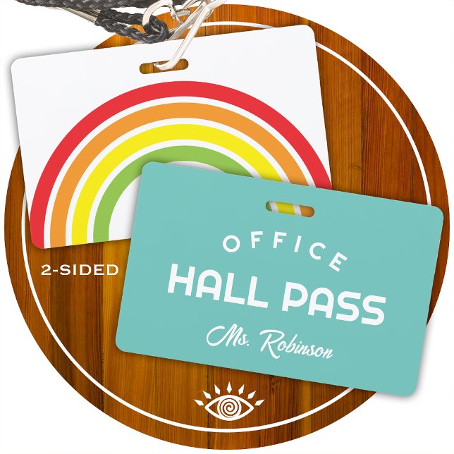 rainbow office pass for school classroom badge (Creator Uploaded)