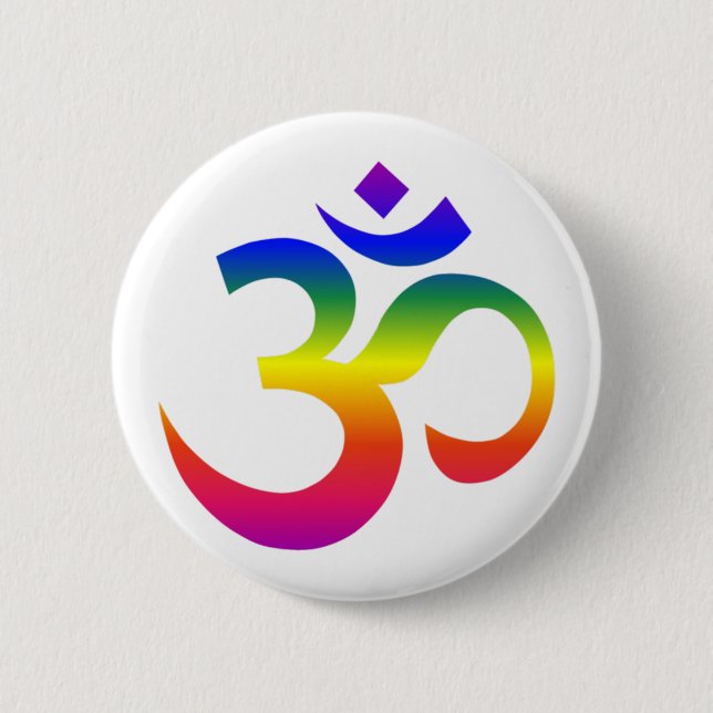 Rainbow ohm design (Om or Aum Indian sacred sound) 2 Inch Round Button (Front)