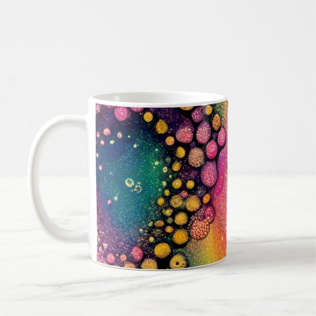 Rainbow Oil and Water Repeating Pattern Coffee Mug (Left)