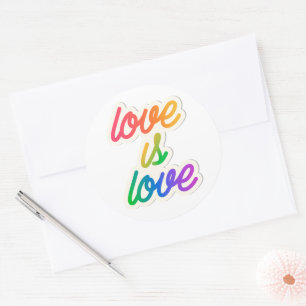 Rainbow Oil Paint LGBT – Love is love Classic Round Sticker