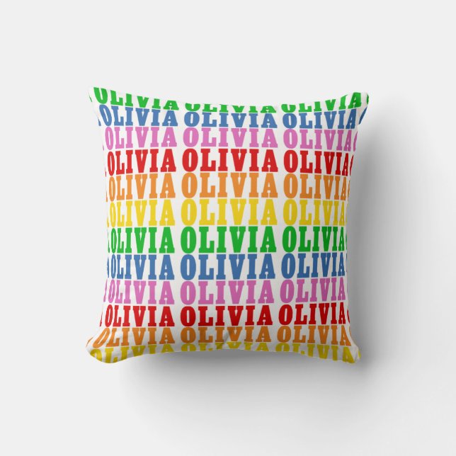 Rainbow Olivia Throw Pillow (Front)