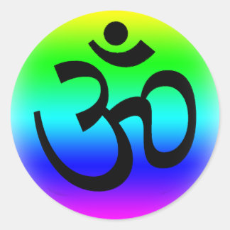 Rainbow Om Classic Round Sticker