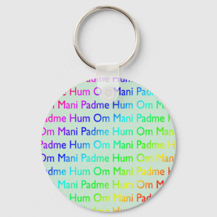 Rainbow Om Mani Padme Hum (on Baby Blue) Keychain