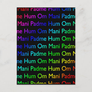 Rainbow Om Mani Padme Hum (on Black) Postcard