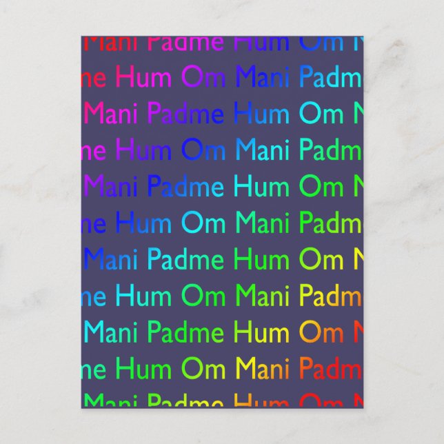 Rainbow Om Mani Padme Hum on Purple Postcard (Front)