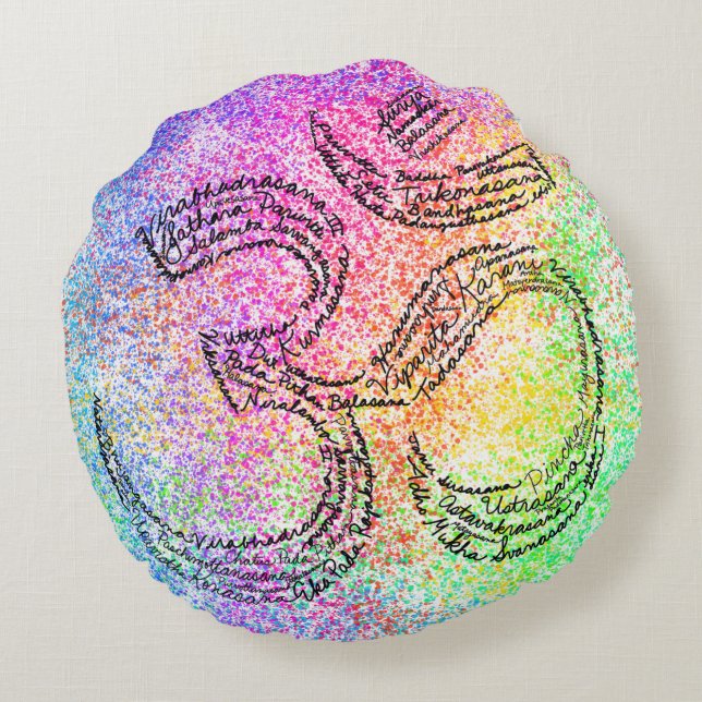 Rainbow Om Meditation Cushion Throw Pillow (Back)