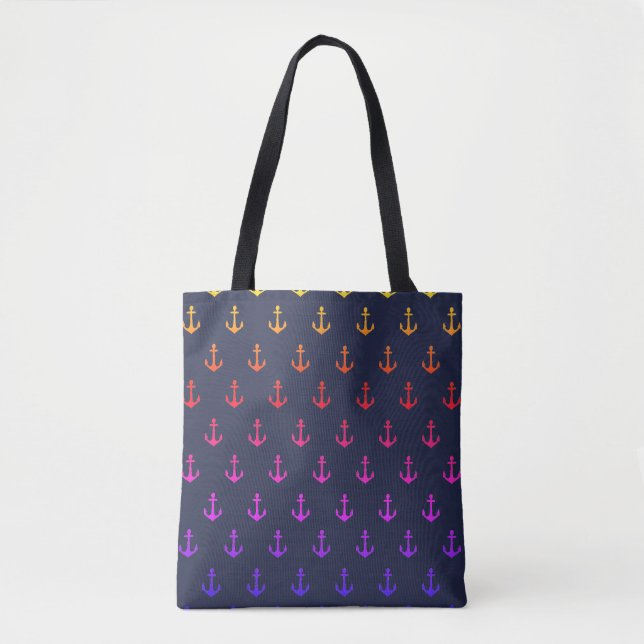 Rainbow Ombre Anchors Tote Bag (Front)