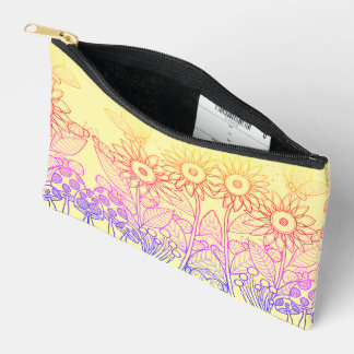 Rainbow Ombre Butterfly & Ladybugs Accessory Pouch