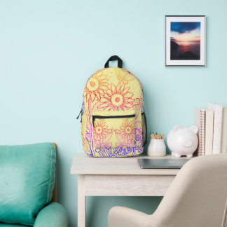 Rainbow Ombre Butterfly & Ladybugs Printed Backpack