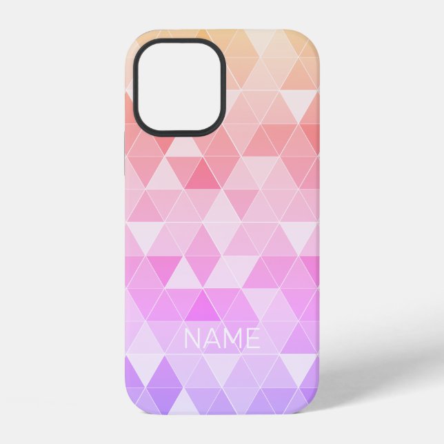 Rainbow ombre colour geometric triangle pattern iPhone case (Back)
