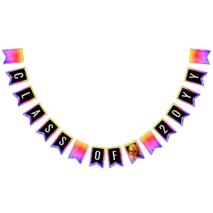 Rainbow Ombre Faux Glitter Graduation Party  Bunting Flags