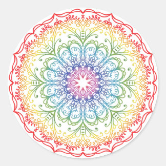 Rainbow Ombre Mandala Classic Round Sticker
