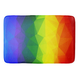 Rainbow Ombre Polygon Bath Mat