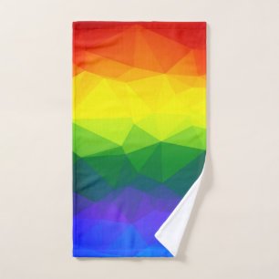 Rainbow Ombre Polygon Bath Towel Set