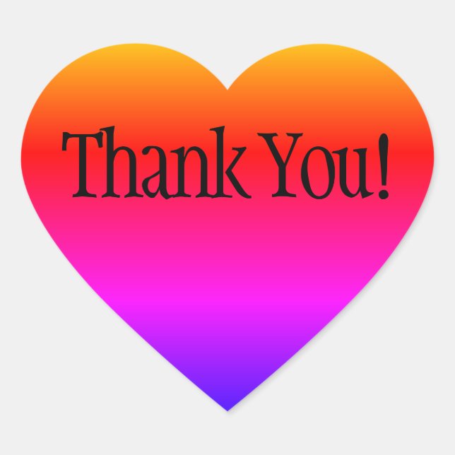 Rainbow Ombre Thank You Heart Sticker (Front)
