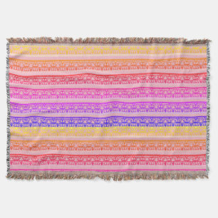 Rainbow Ombre Tribal Stripes Throw Blanket