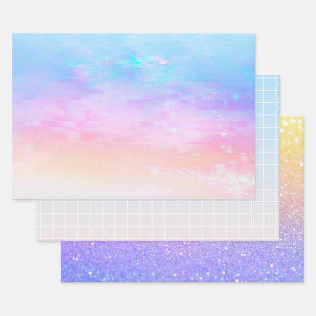 Rainbow Ombre Trio Wrapping Paper Sheet (Set)