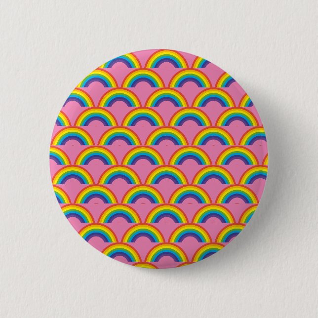 Rainbow on a Pink background 2 Inch Round Button (Front)