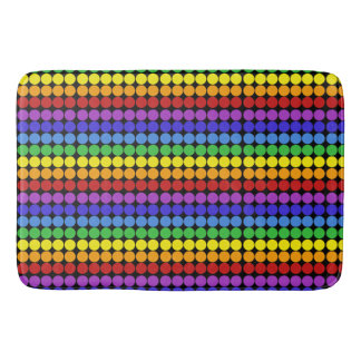 rainbow on black Mid century mod dots circles Bath Mat