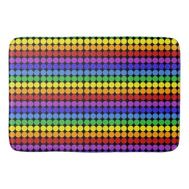 rainbow on black Mid century mod dots circles Bath Mat (Front)