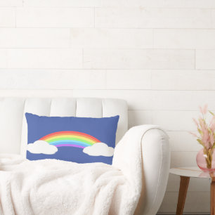 Rainbow on Clouds Blue Lumbar Pillow