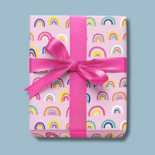 Rainbow (on Pink) Wrapping Paper / Gift Wrap