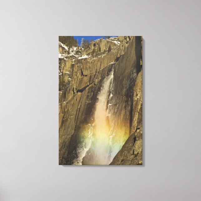 Rainbow on Upper Yosemite Falls in Yosemite Canvas Print (Front)