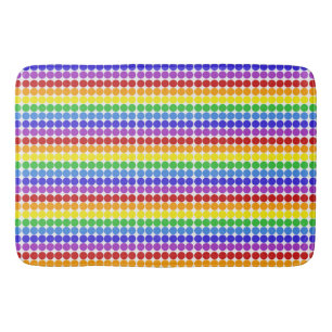 rainbow on white Mid century mod dots circles Bath Mat