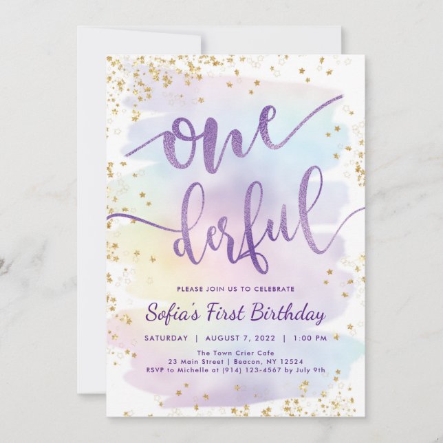Rainbow Onederday Invitation  (Devant)