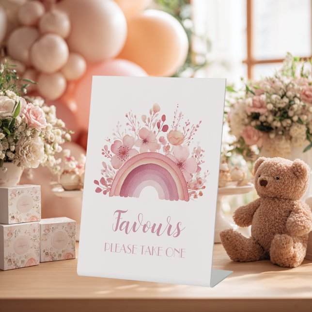 Rainbow Onederful 1st Birthday Favours  Pedestal Sign (Creator Uploaded)