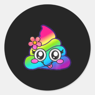 Rainbow Op Emoji Cute Unicorn O Flower Silly  Classic Round Sticker