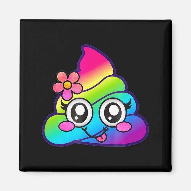 Rainbow Op Emoji Cute Unicorn O Flower Silly  Magnet (Front)