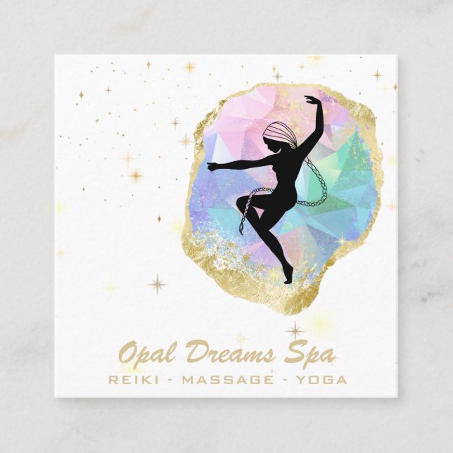 *~* Rainbow Opal Goddess Celestial Magic Cosmos Square Business Card (Front)
