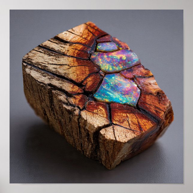 Rainbow Opalized Wood - Petrified Forest Gem Poster (Front)