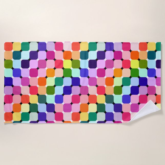 Rainbow Optical Illusion Bright Pillow Funky Beach Towel (Front)
