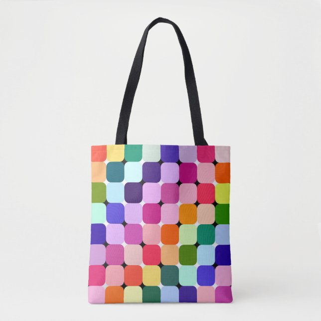 Rainbow Optical Illusion Bright Pillow Funky Tote Bag (Front)
