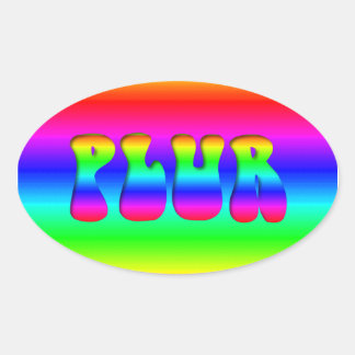 Rainbow Optical Illusion PLUR Oval Sticker