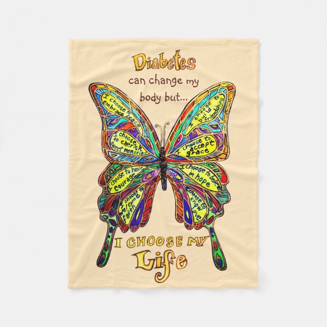 Rainbow Orange Diabetes My Life Butterfly Blanket (Front)