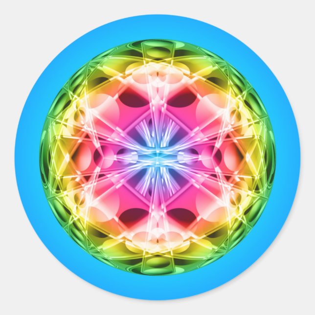Rainbow Orb Mandala Classic Round Sticker (Front)