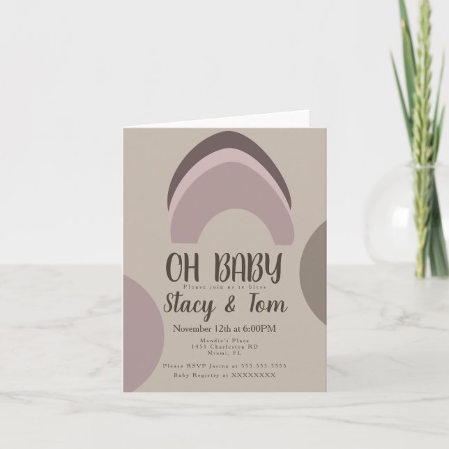 Rainbow Organic Shapes Bohemian Baby Shower Invitation (Front)