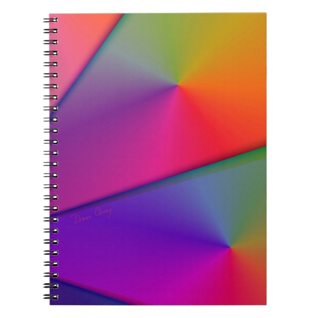 Rainbow Origami – Indigo & Magenta Swirls Notebook (Front)