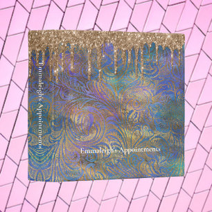 Rainbow Ornamental Gold Glitter Drip Binder