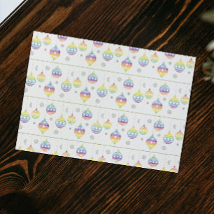 Rainbow Ornaments and Snowflakes Wrapping Paper
