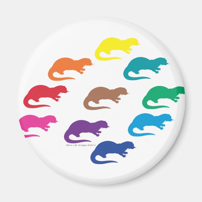 Rainbow Otters Magnet (Front)