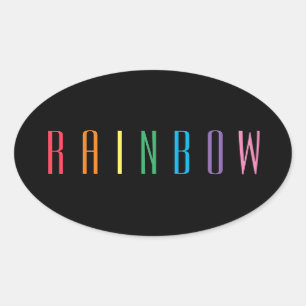 RAINBOW Oval Stickers / Black