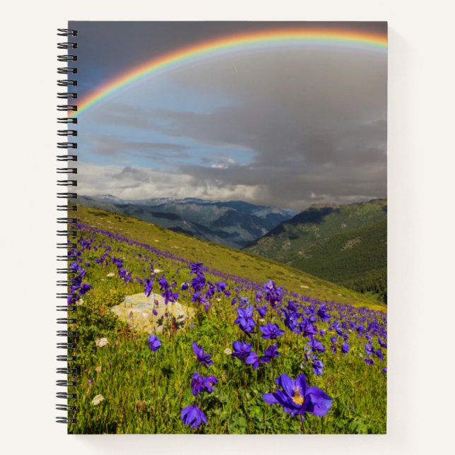 Rainbow Over A Flowering Meadow Notebook (Front)